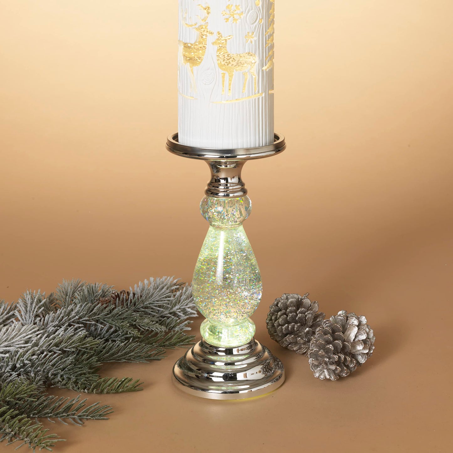 10.25-Inch Battery Operated Water Globe Candle Holder