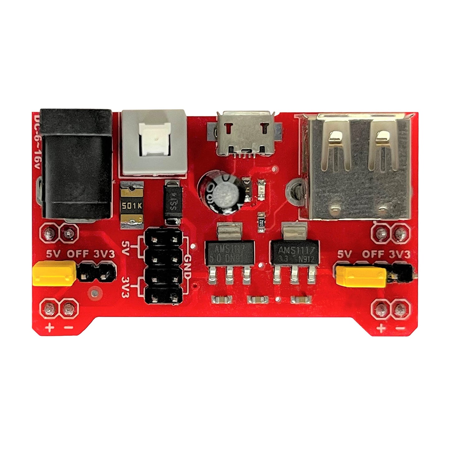 Breadboard Power Supply Module 3.3V and 5V with Fuse Protection