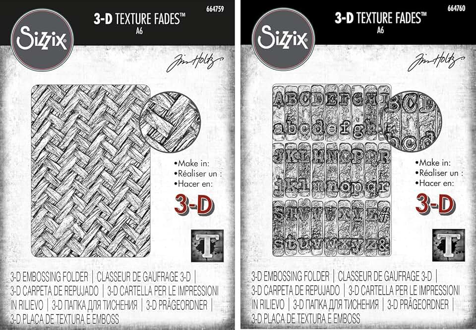 3D Embossing Folders Bundle: Intertwine & Typewriter