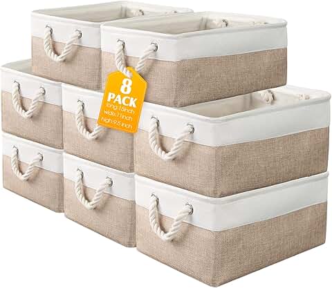 8 Pack Collapsible Fabric Storage Bins with Handles