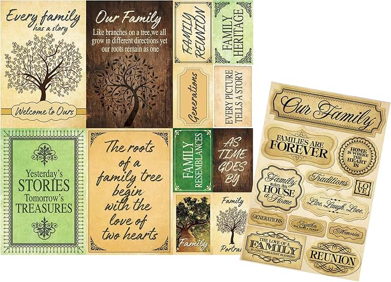 Vintage Family Tree Stickers for Scrapbooking