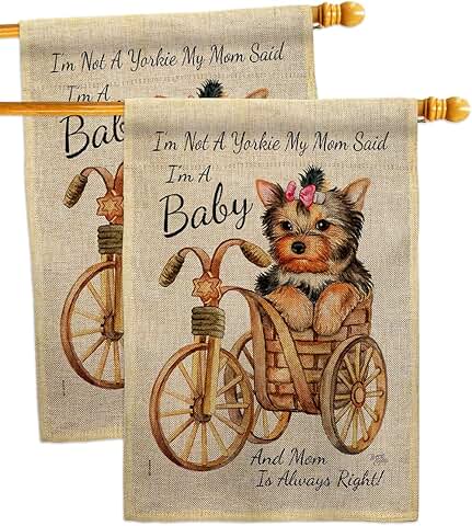 Baby Burlap Dog and Animal Garden Flags, 2 Pack
