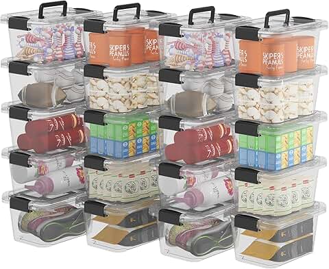 20 Pack 6.8 Qt Plastic Storage Bins with Lids and Handles