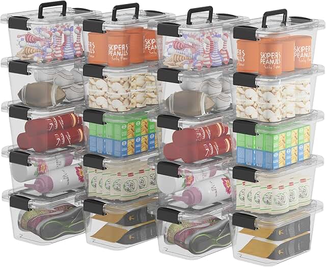 20 Pack 6.8 Qt Plastic Storage Bins with Lids and Handles