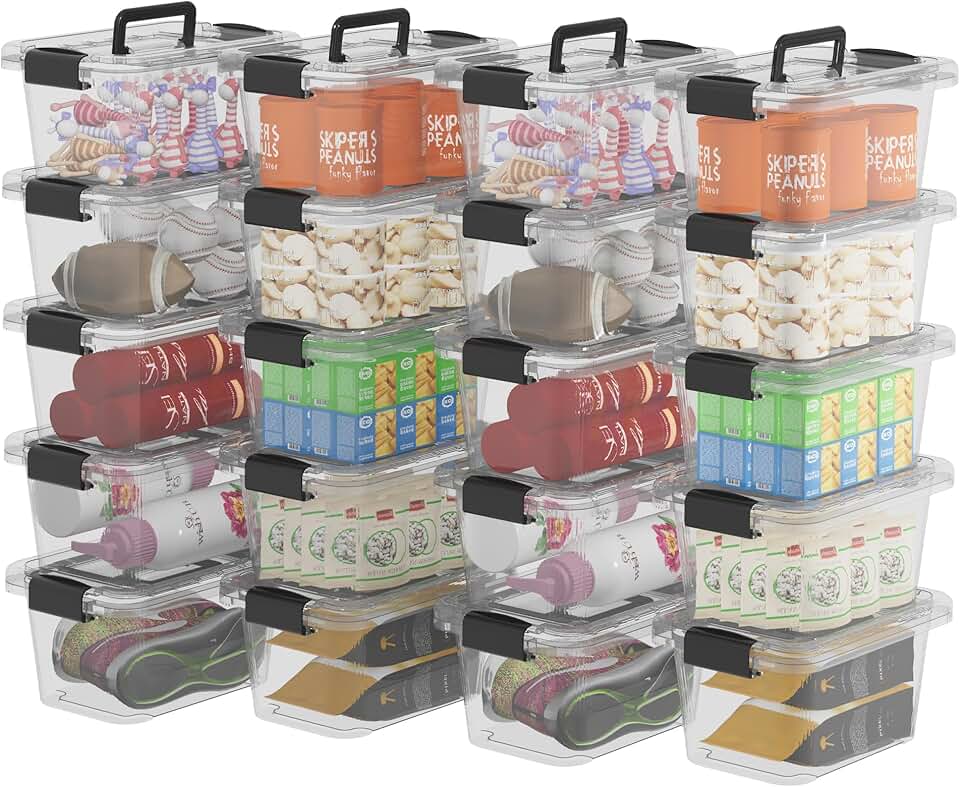20 Pack 6.8 Qt Plastic Storage Bins with Lids and Handles