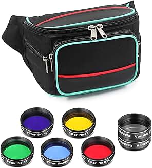 6-Piece 1.25-Inch Telescope Eyepiece Filter Set with Bumbag