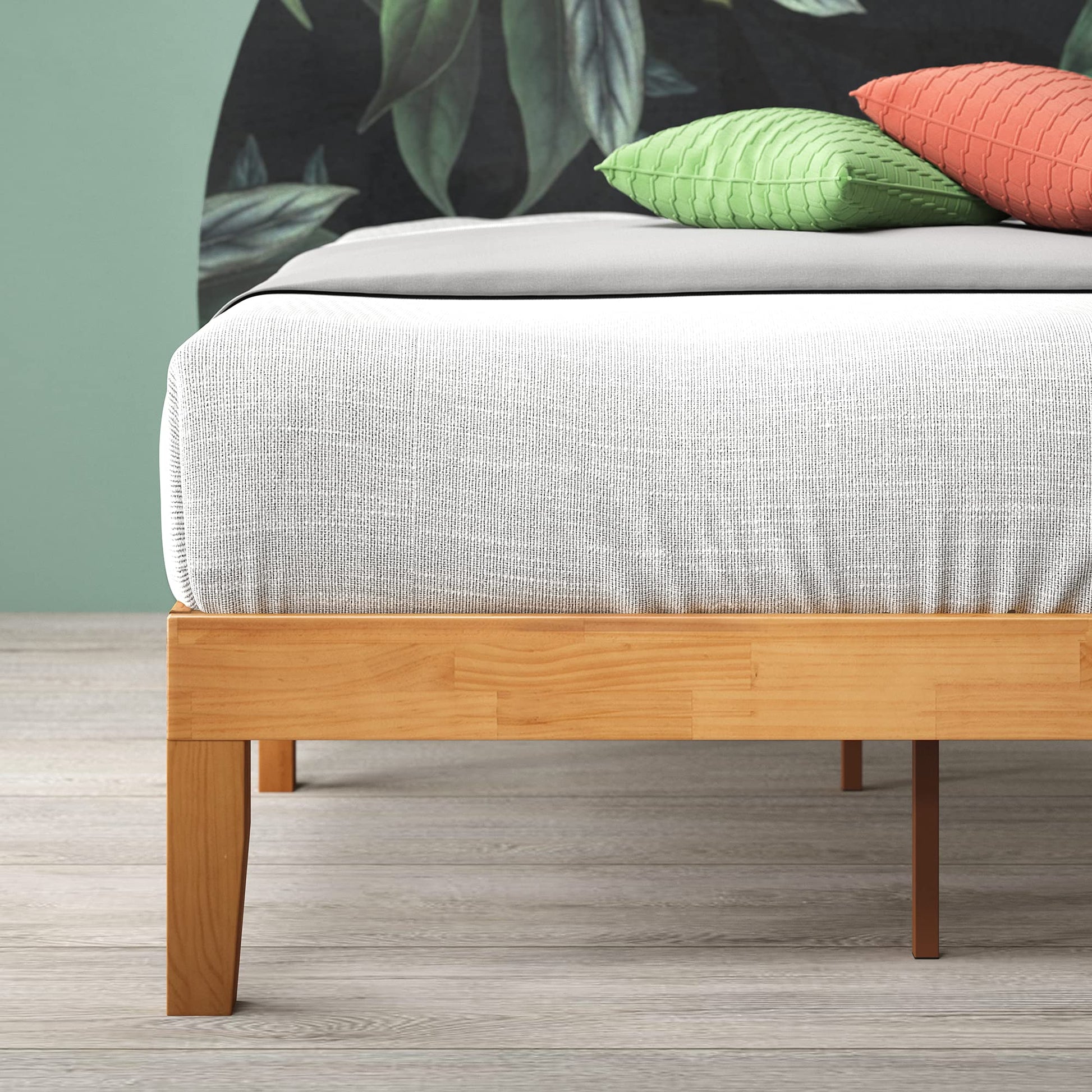 Moiz Wood Platform Bed Frame  Wood Slat Support  No Box Spring Needed  Easy Assembly, Natural, Twin