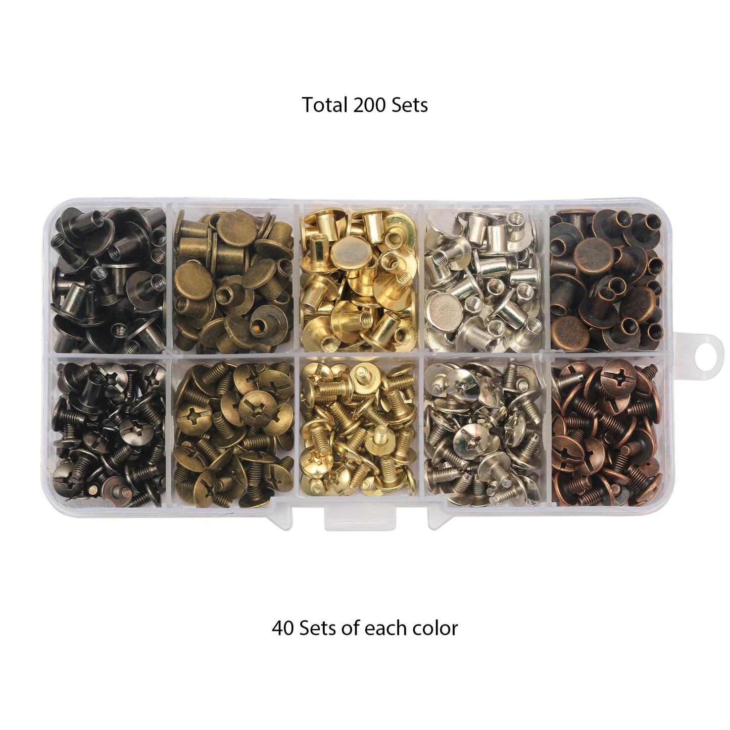 Colorful Leathercraft Chicago Screw Assortment 200 Sets