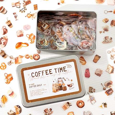 1000 Waterproof Coffee Stickers for Journals and Scrapbooks