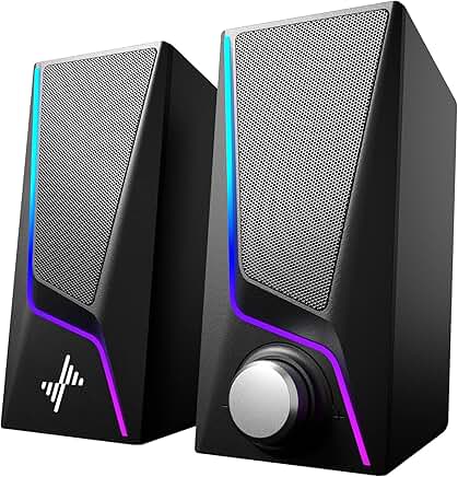Computer Speakers with Lighting and Bass Boost