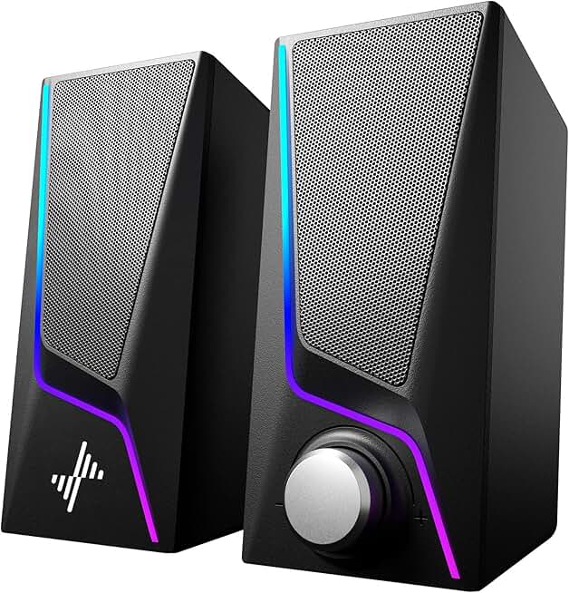Computer Speakers with Lighting and Bass Boost