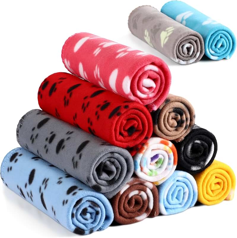 Tegeme 12-Piece Fleece Pet Blanket Set