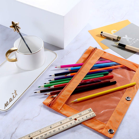 24-Piece Colorful Pencil Pouch Set with Clear Window