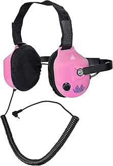 Pink noise-reducing race scanner headphones with high-fidelity sound