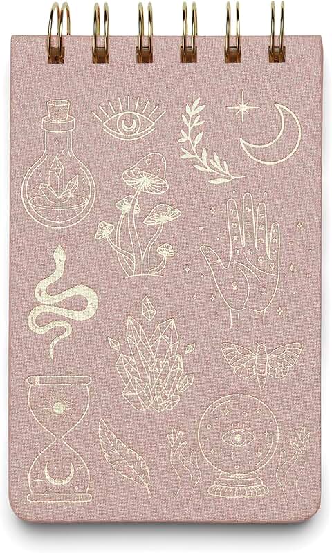 Pink spiral-bound pocket notepad with 80 lined sheets
