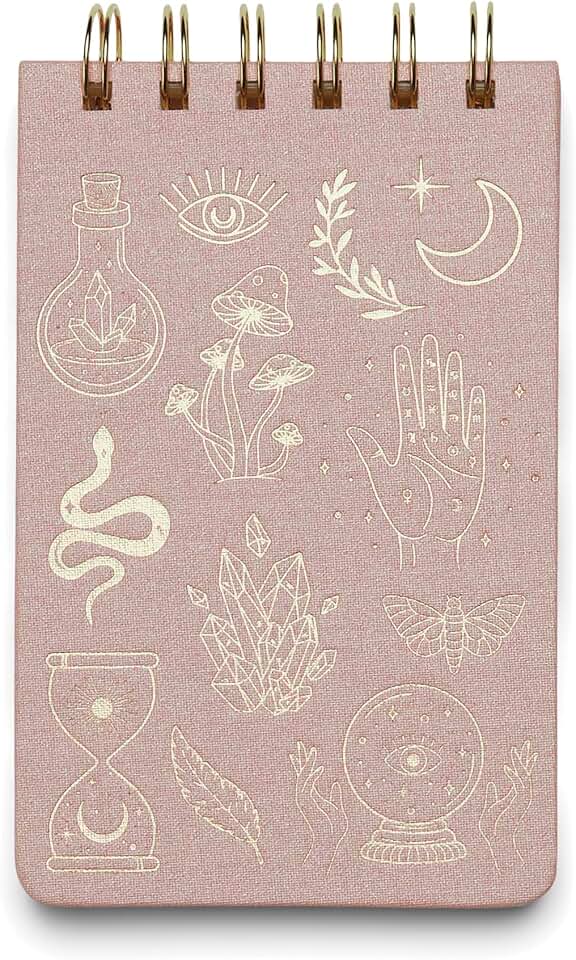 Pink spiral-bound pocket notepad with 80 lined sheets