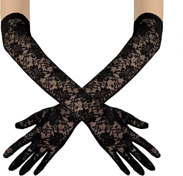 Women's Long Floral Lace Opera Gloves for Dance Party