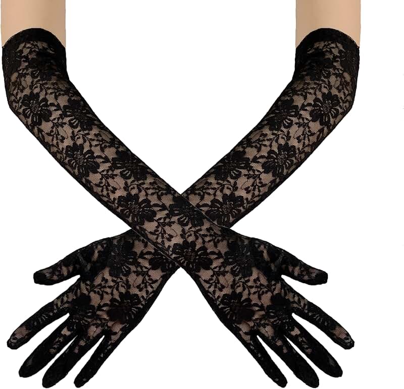 Women's Long Floral Lace Opera Gloves for Dance Party