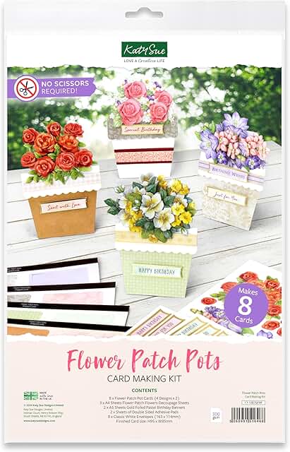 Flower Patch Pots Card Making Kit with 8 Cards and Decorations