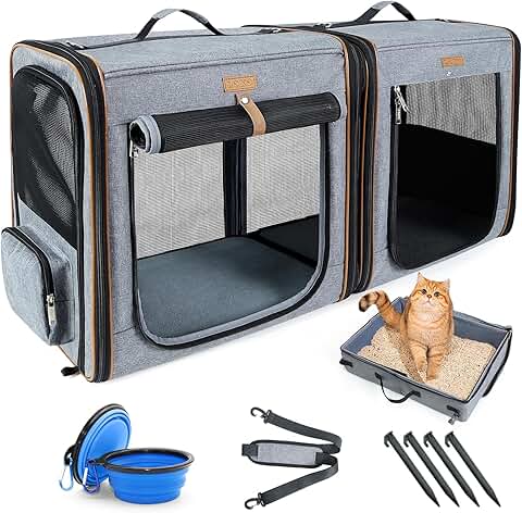 Large 2-in-1 Cat Travel Carrier with Litter Box