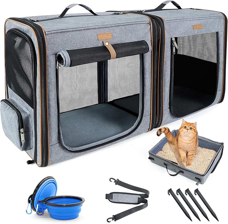 Large 2-in-1 Cat Travel Carrier with Litter Box