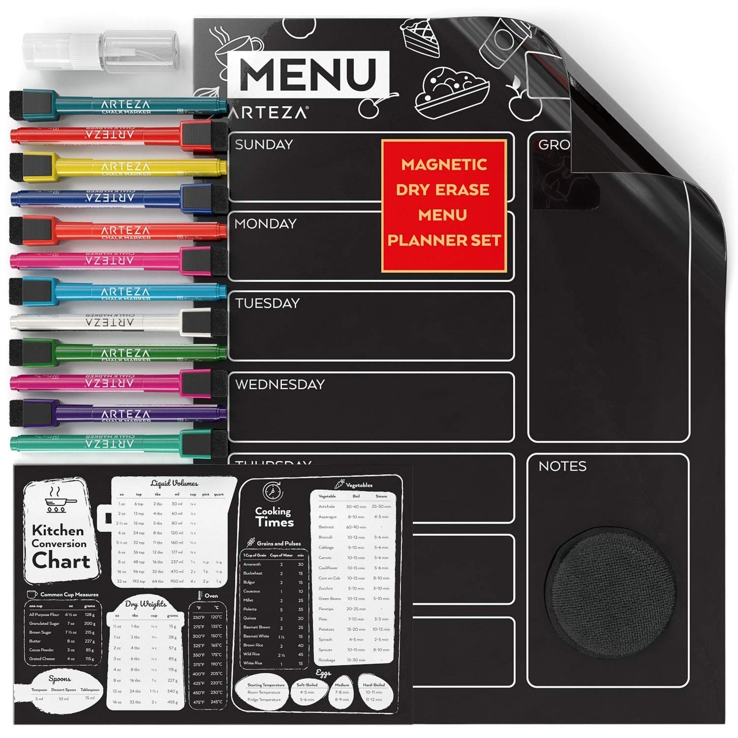 Magnetic Chalkboard Menu Planner Set with Markers