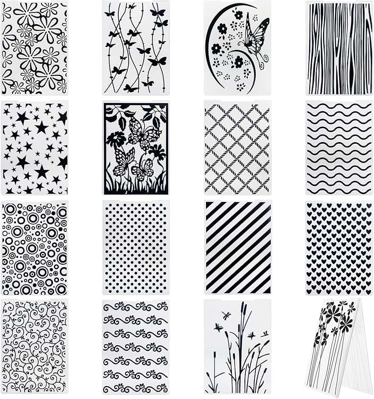 16 Embossing Folders for Card Making and Crafts