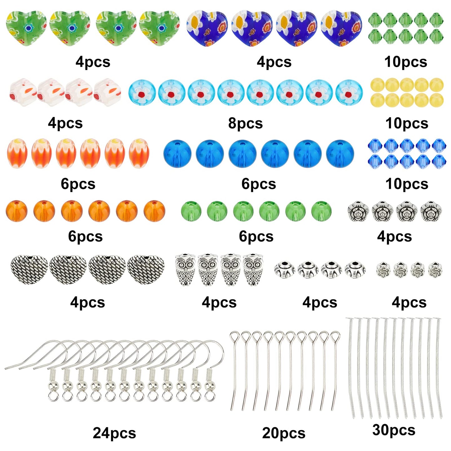 DIY Flower and Owl Bead Earring Making Kit for Beginners