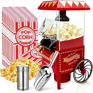 Hot Air Popcorn Maker, 10-Cup, Compact and Retro Style