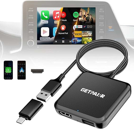 4-in-1 Car TV Adapter with HDMI, Wireless CarPlay & Android Auto