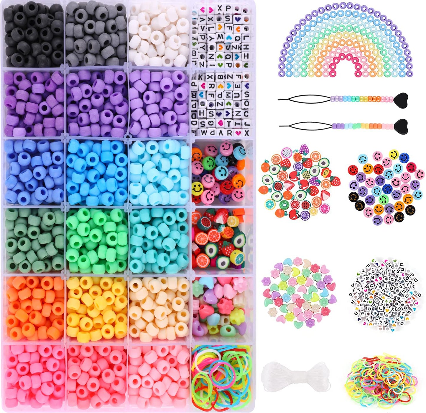 Colorful Pony Beads Kit for Kids Jewelry and Crafts