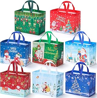24 Large Reusable Christmas Gift Bags with Handles