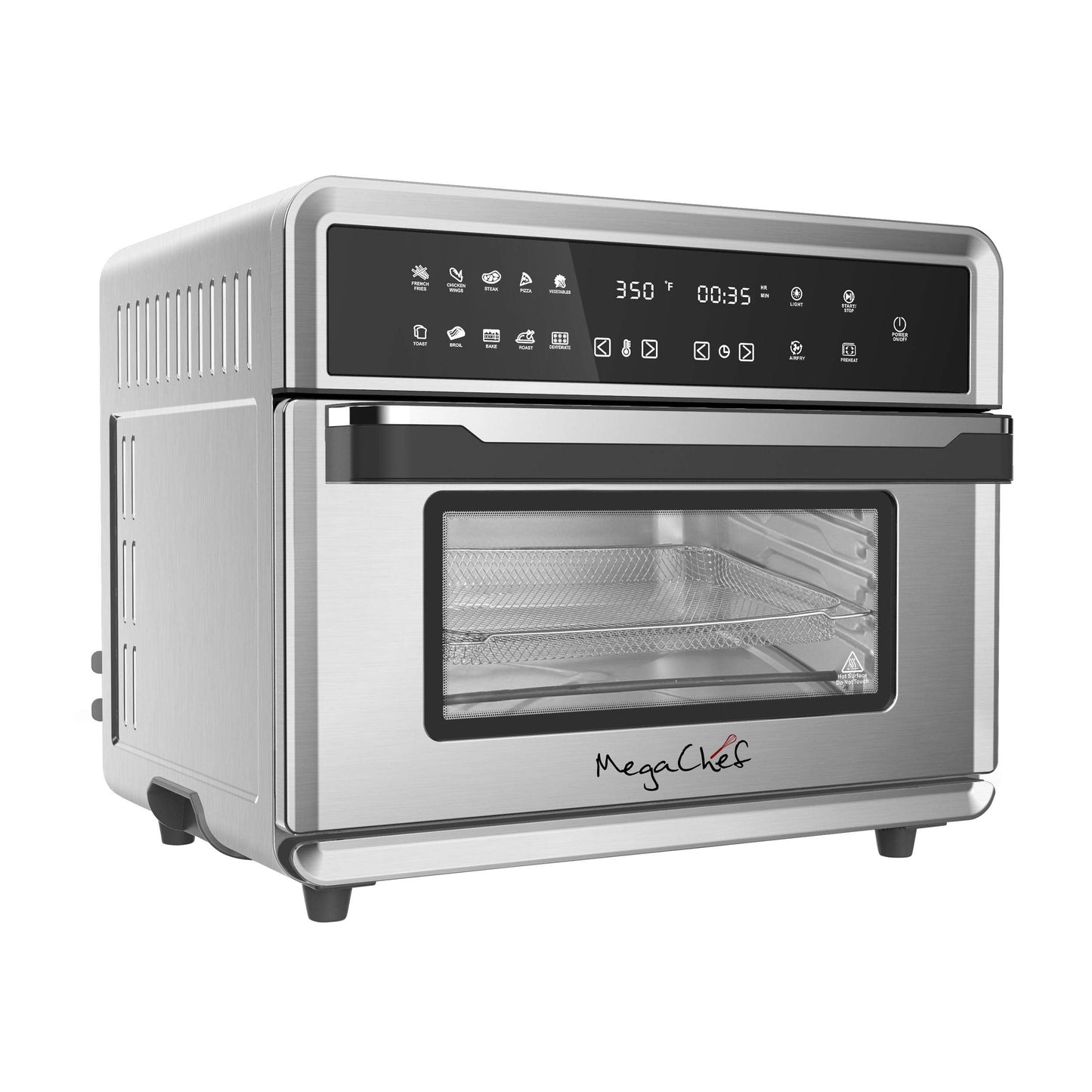 10 in 1 Electronic Multifunction 360 Degree Hot Air Technology Countertop Oven, Silver Chrome, 25 Liter Capacity