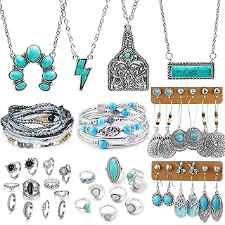 Bohemian Turquoise Jewelry Set with Necklace and Earrings