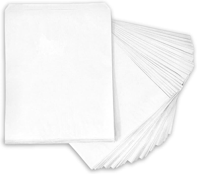 White Kraft Paper Bags, 10x13 inches, 100 pack