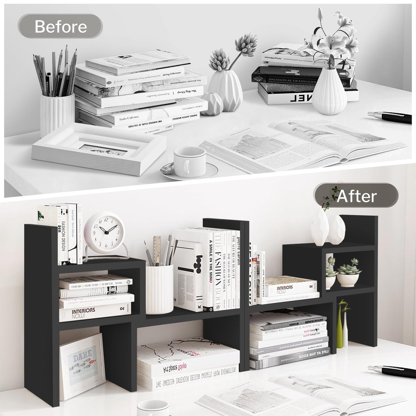Adjustable Wooden Desktop Organizer and Display Shelf