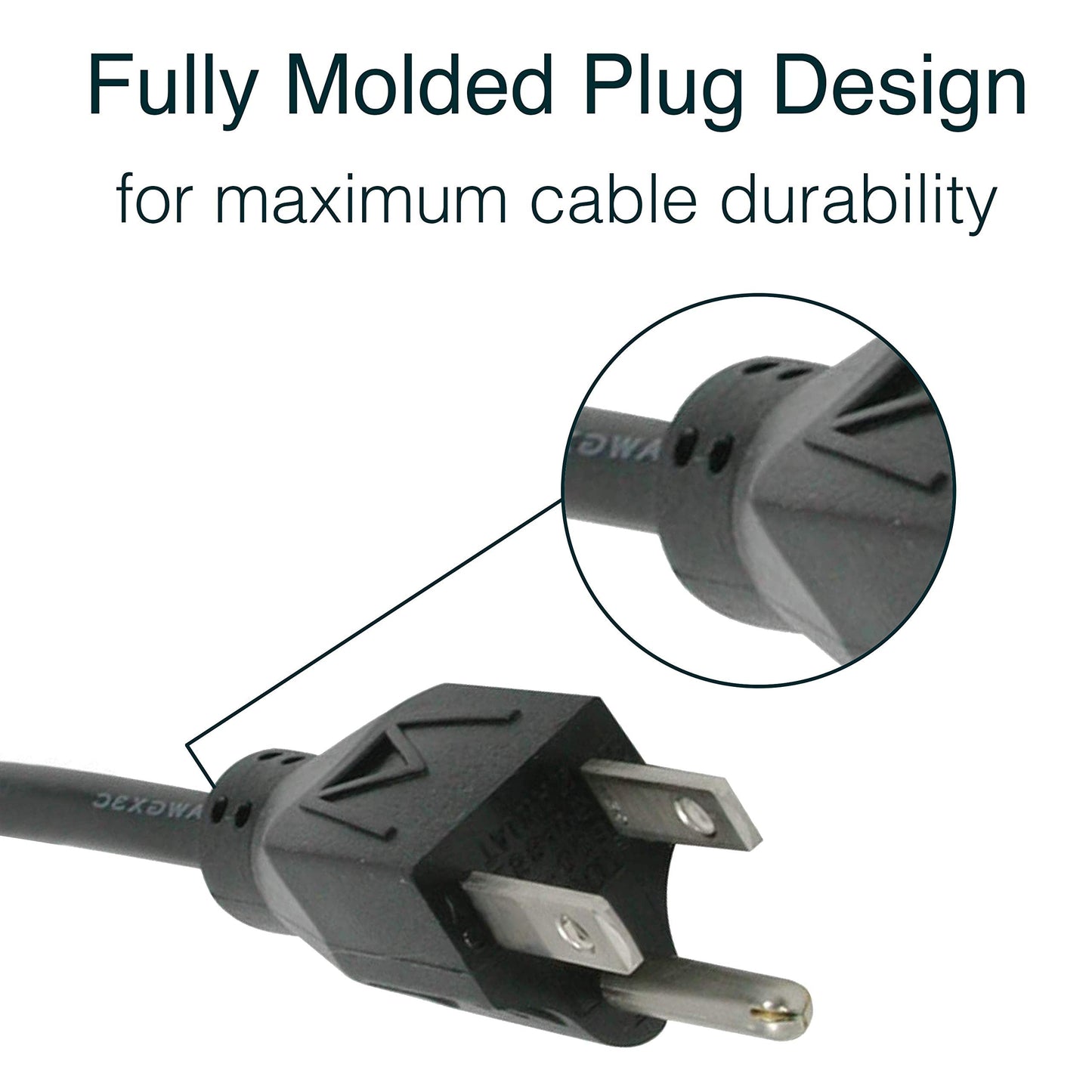 Power Cord, Replacement Power Cable, 3 Pin Connector, For Computers, TVs, Monitors, & More, 18 AWG, Black, 10 Feet (3.04 Meters), Cables to Go 03134