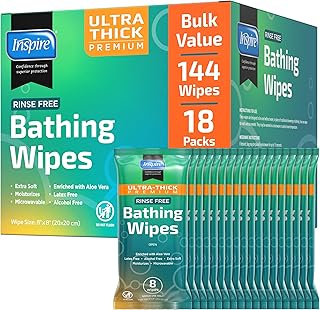 Thick Rinse-Free Body Wipes with Aloe Vera