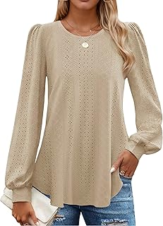 Long Sleeve Eyelet Tops for Women in Spring and Fall