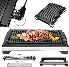 Portable Electric Smokeless Grill with Adjustable Temp