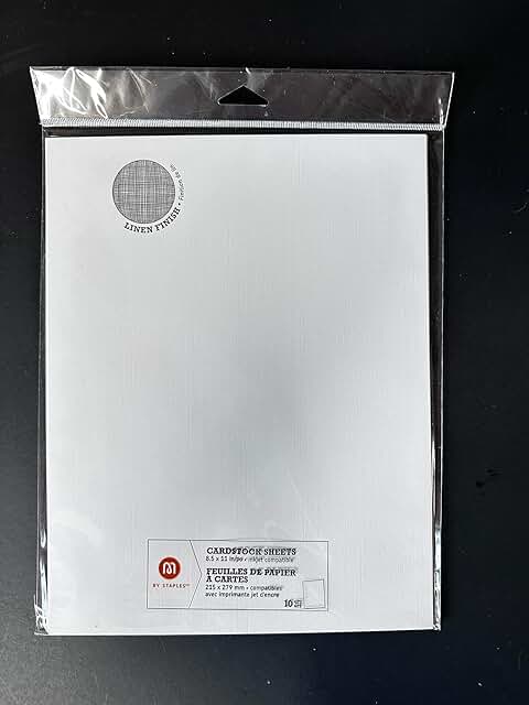 10 Sheets White Linen Textured Cardstock 8.5x11 inches