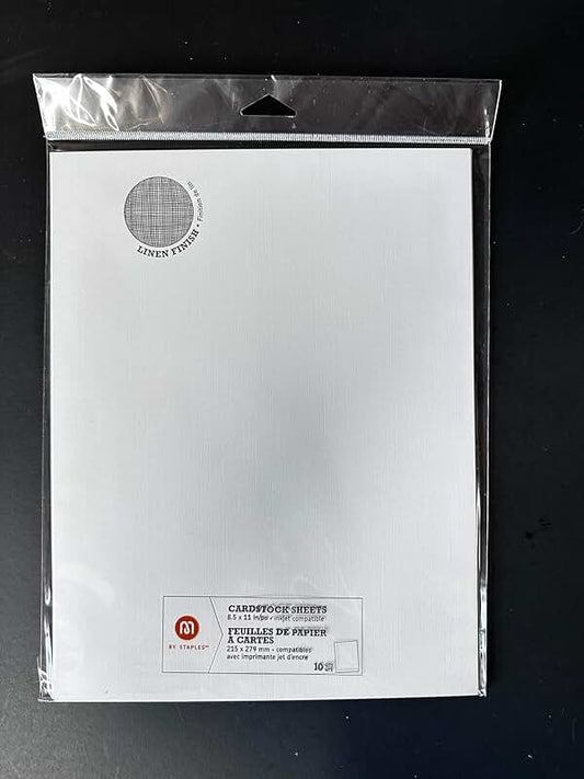 10 Sheets White Linen Textured Cardstock 8.5x11 inches