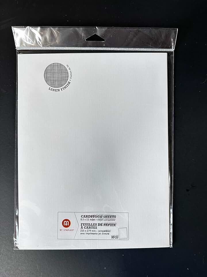 10 Sheets White Linen Textured Cardstock 8.5x11 inches
