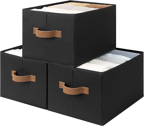 Foldable Fabric Storage Baskets for Shelves, 3-Pack
