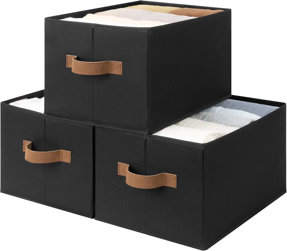 Foldable Fabric Storage Baskets for Shelves, 3-Pack