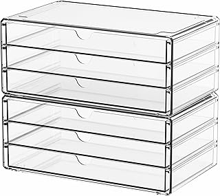2 Pack Acrylic Storage Drawers with 6 Compartments