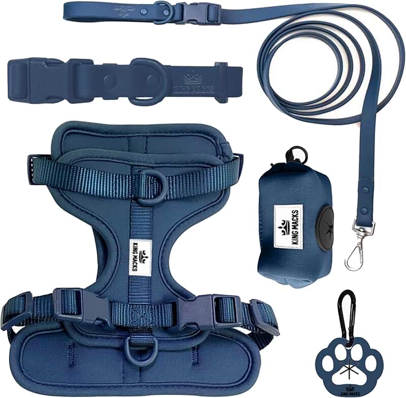 Dog Harness Set with Collar, Leash, Waste Bag Holder