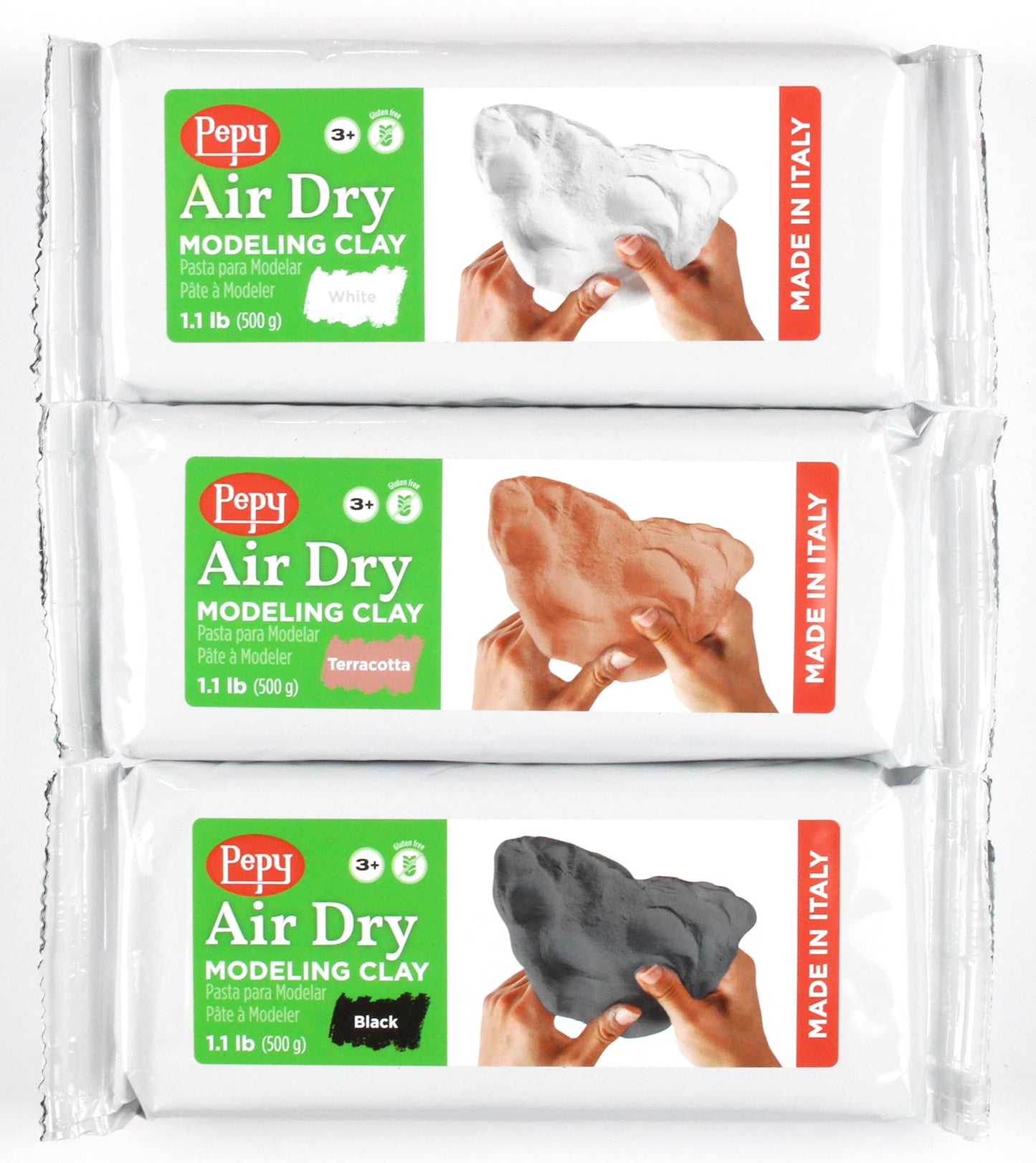 3 Pack European Air Dry Modeling Clay Set 1.1 lb Bars