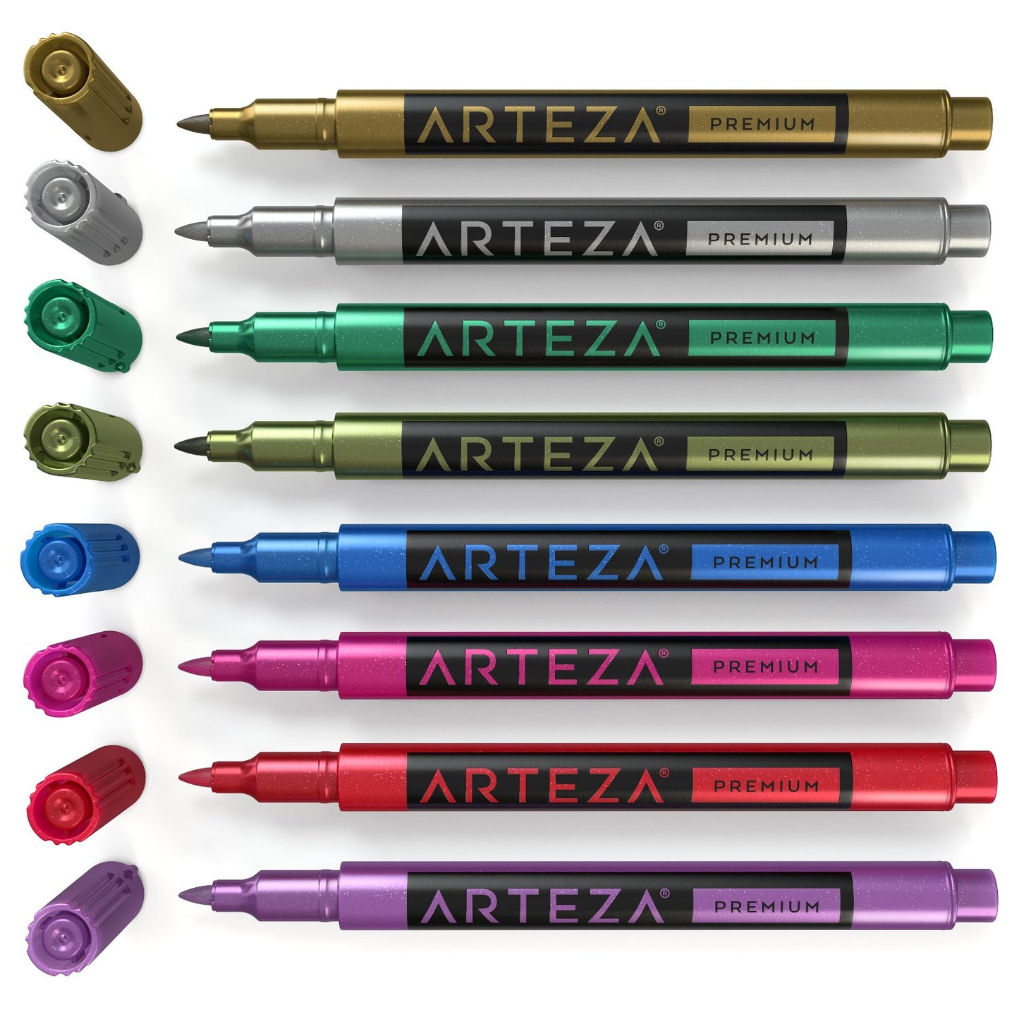 Set of 8 Washable Metallic Paint Markers for Glass and More