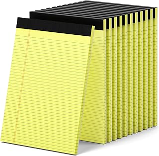 Set of 12 yellow legal pads, 8.5 x 11.75 inches